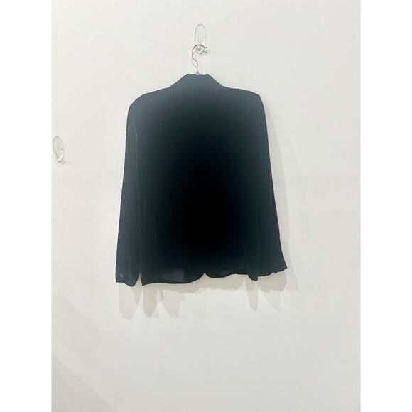 Joie Mehira Velvet Shawl Lapel Formal Blazer Jacket Black Caviar Women's Size 12 - Picture 4 of 6